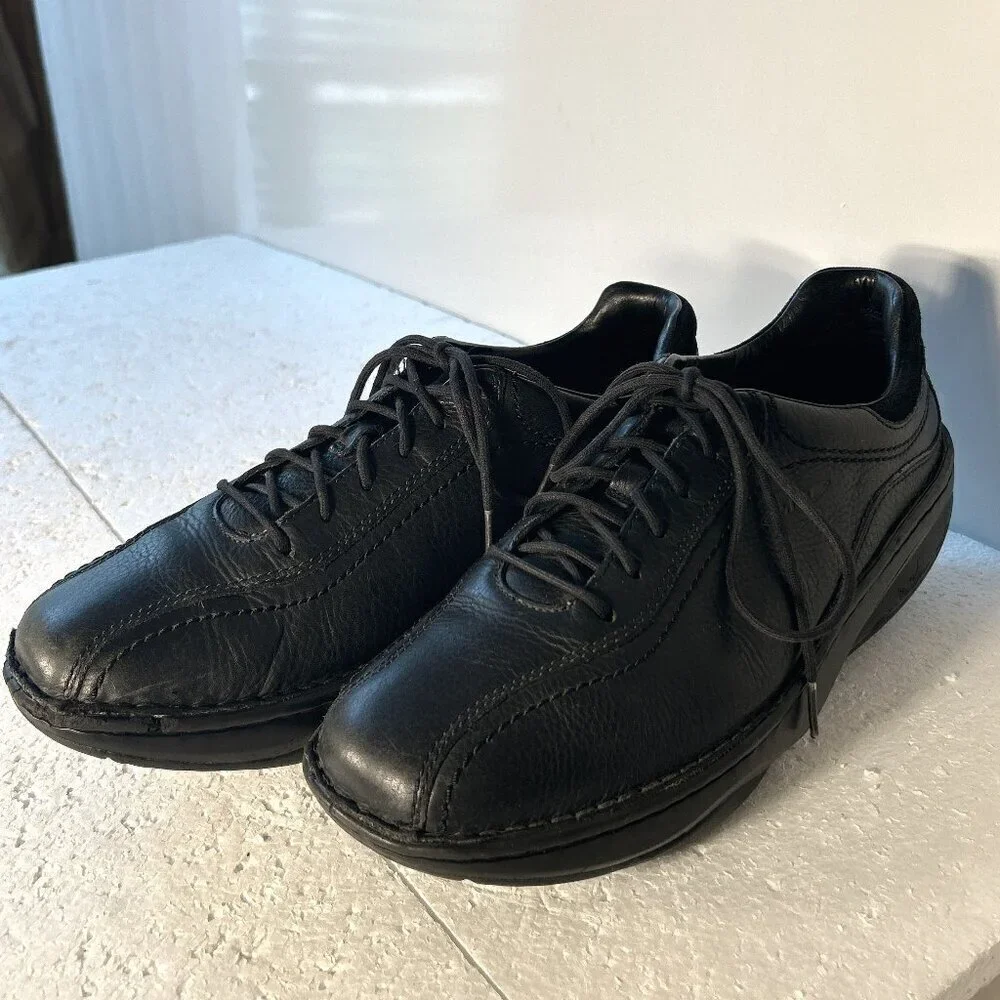MBT Men's SZ 9-9.5 Ajabu Comfort Black leather rocker Work Shoe Lace Up